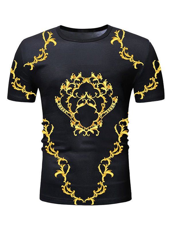 

Printed Crew Neck Short Sleeves T Shirt, Bee yellow