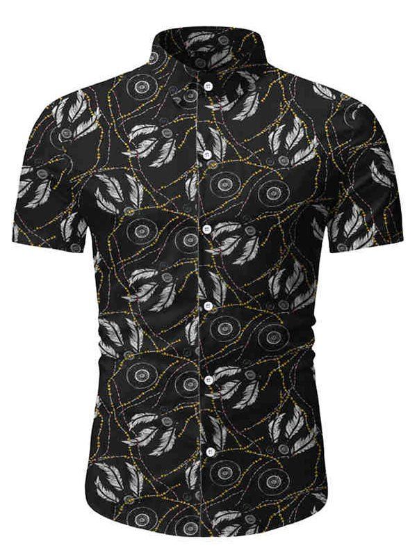 

Dreamcathcer Print Button Up Shirt, Black