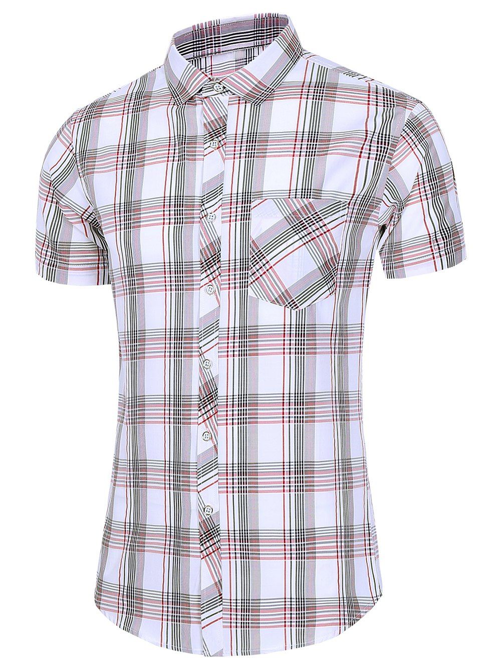 

Plaid Short Sleeve Pocket Shirt, Lava red