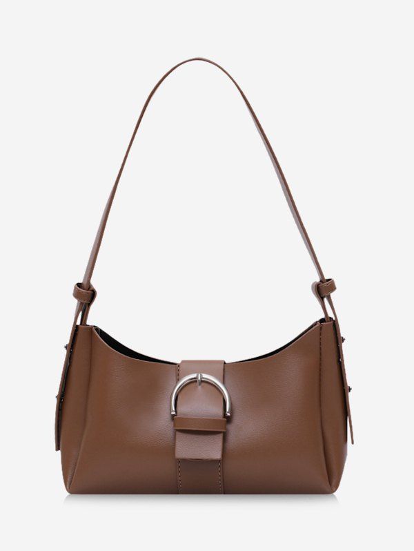 

Brief Buckle Strap Embellished Crossbody Bag, Coffee