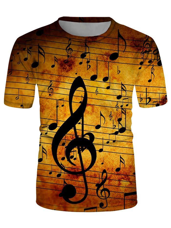 

Short Sleeves 3D Musical Note Print Tee, Multi