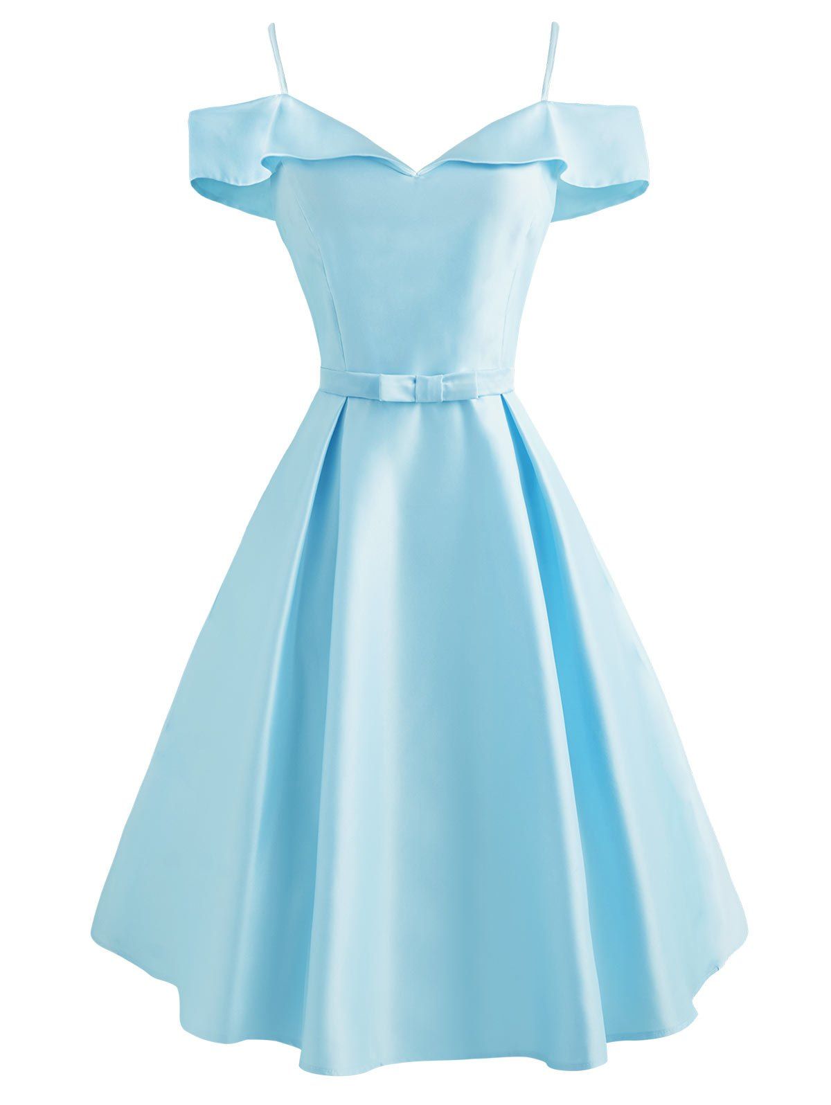 

Cami Foldover Belted Prom Dress, Light blue