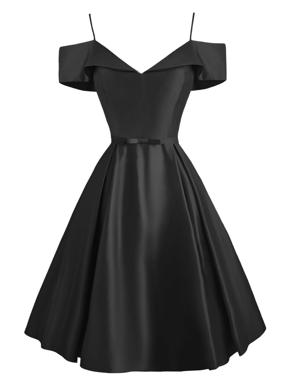 

Cami Foldover Belted Prom Dress, Black