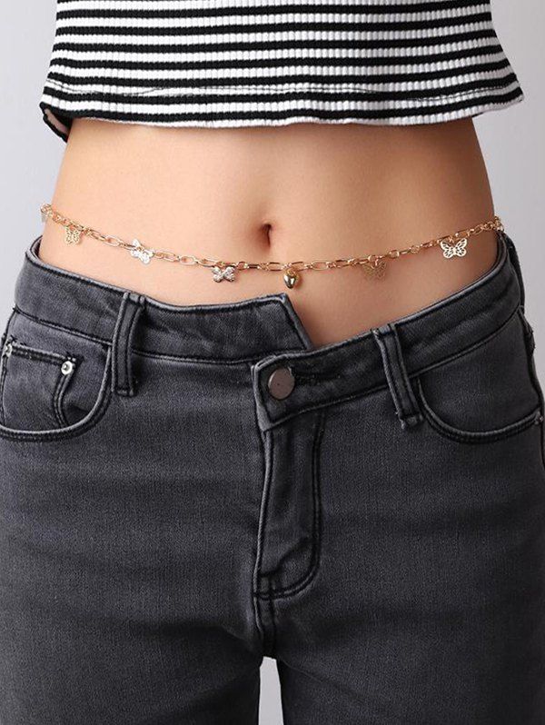 

Hollow Out Butterfly Pendant Waist Chain, Gold
