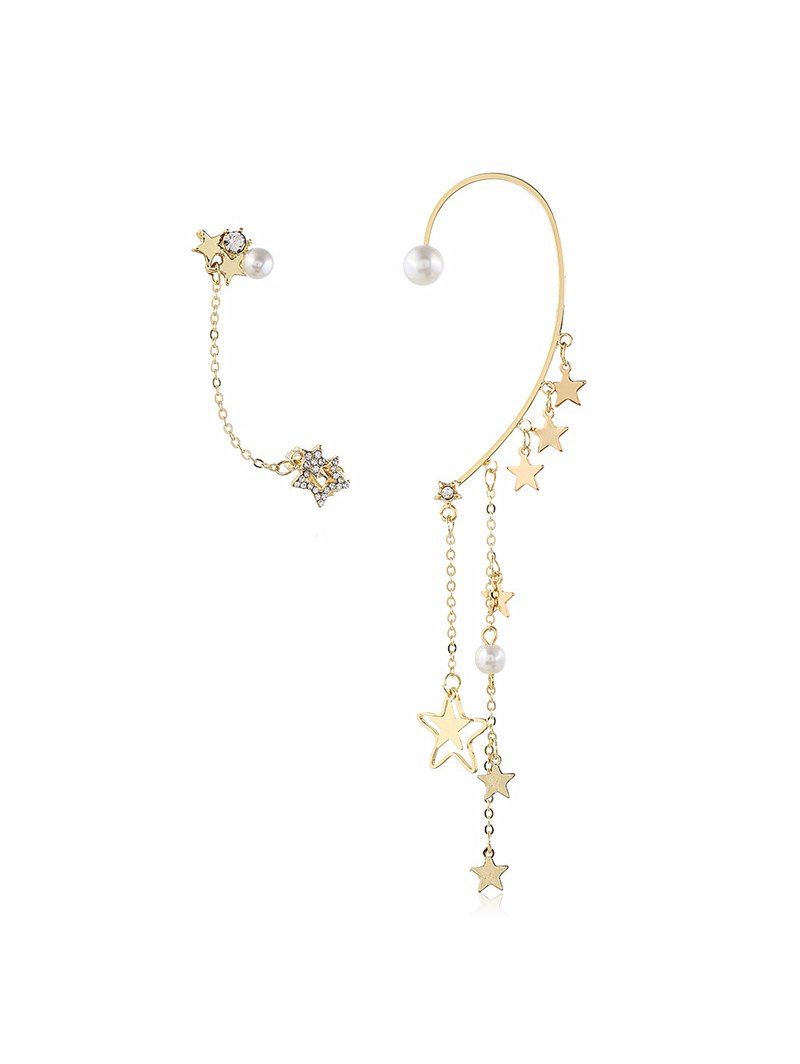 

Faux Pearl Star Tassel Asymmetric Earrings, Gold