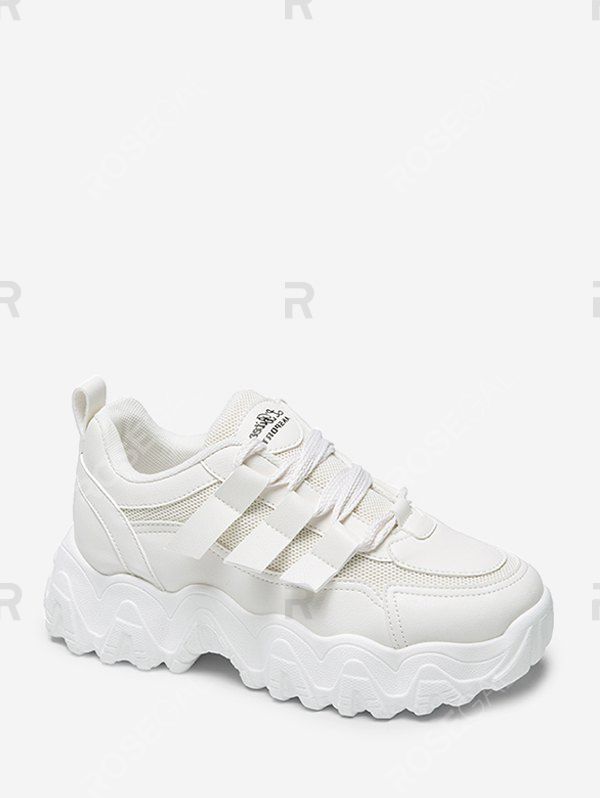

Zigzag Insole Breathable Platform Running Sneakers, Warm white
