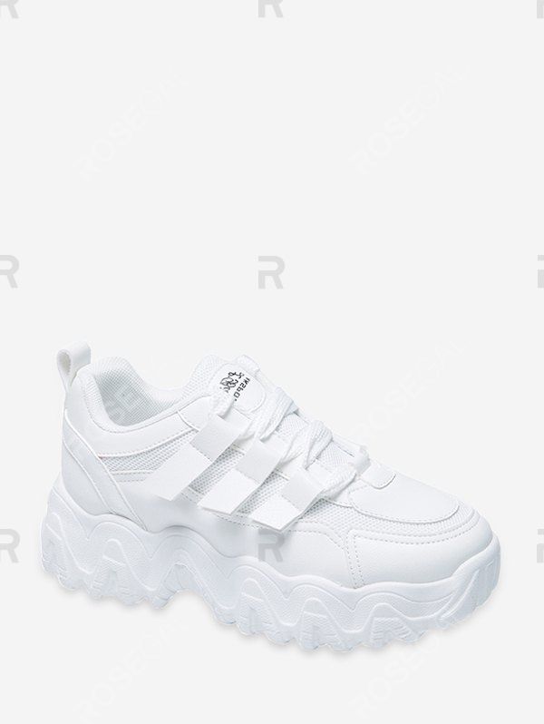 

Zigzag Insole Breathable Platform Running Sneakers, White