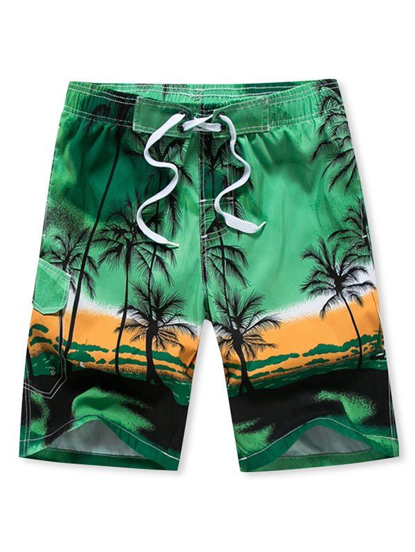 

Palm Tree Hawaii Beach Shorts, Green peas