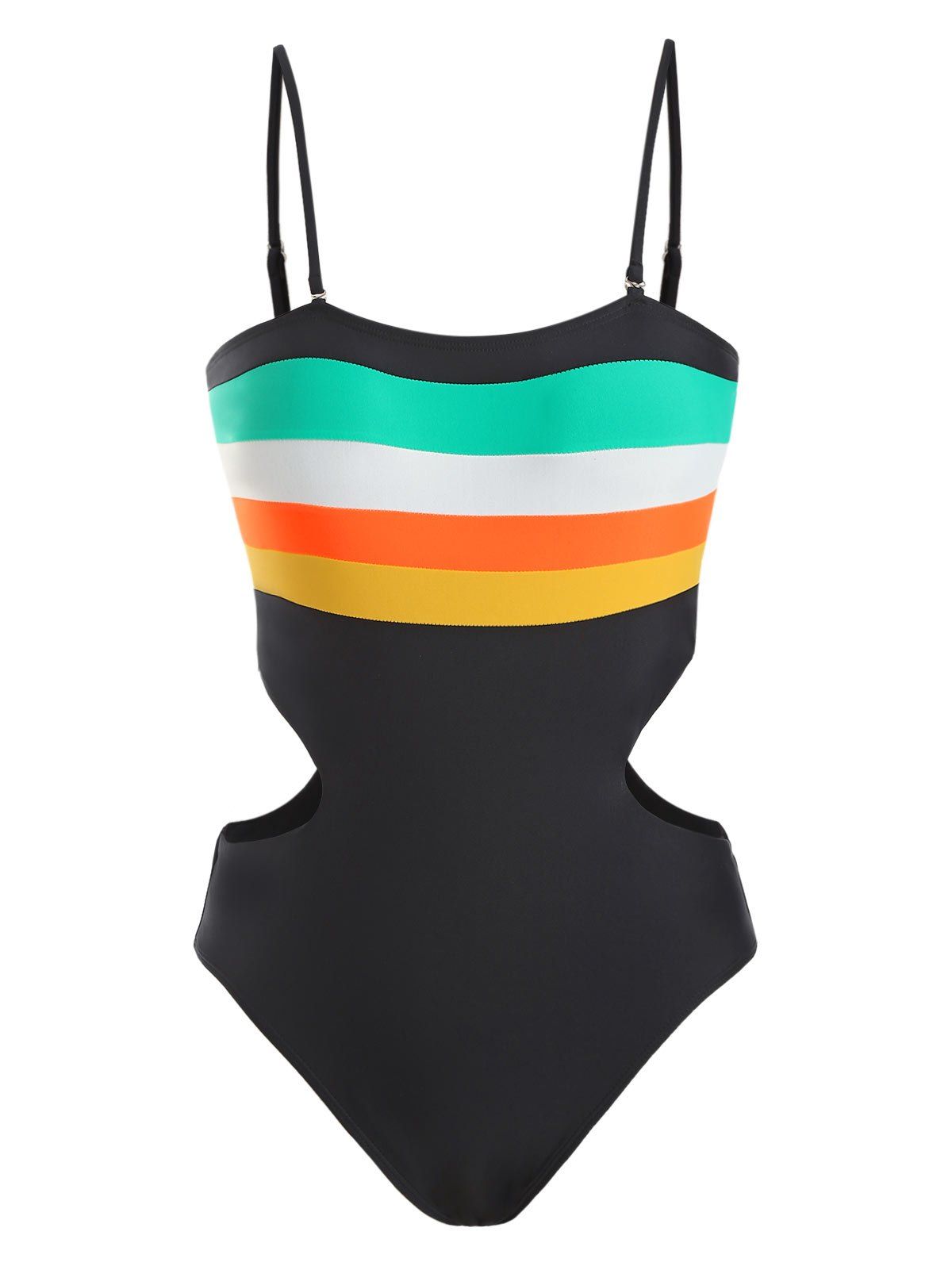 

Colorblock Cutout One-piece Swimsuit, Black