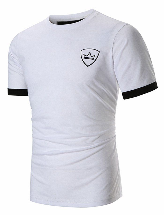

Two Tone Crown Graphic Short Sleeve T Shirt, White