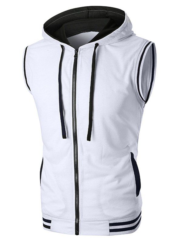 

Rib Panel Contrast Hooded Tank Top, White