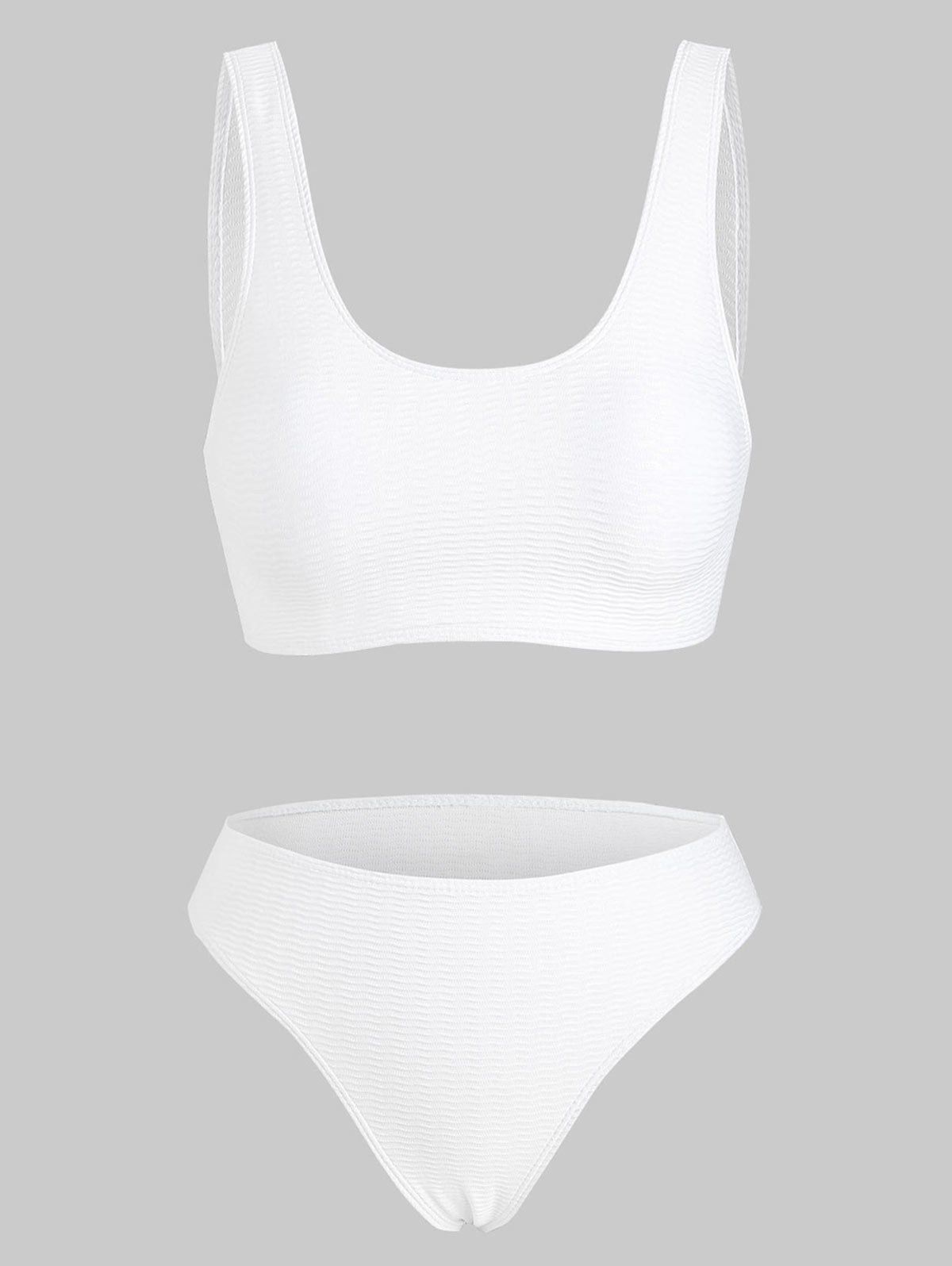 

Wave Texture Tank Bikini Swimwear, White