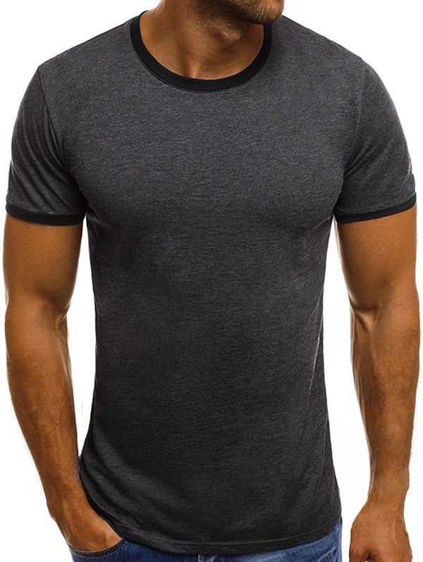 

Casual Short Sleeve Ringer T Shirt, Dark gray
