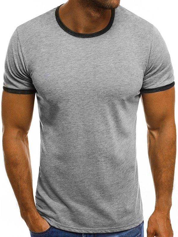 

Casual Short Sleeve Ringer T Shirt, Light gray