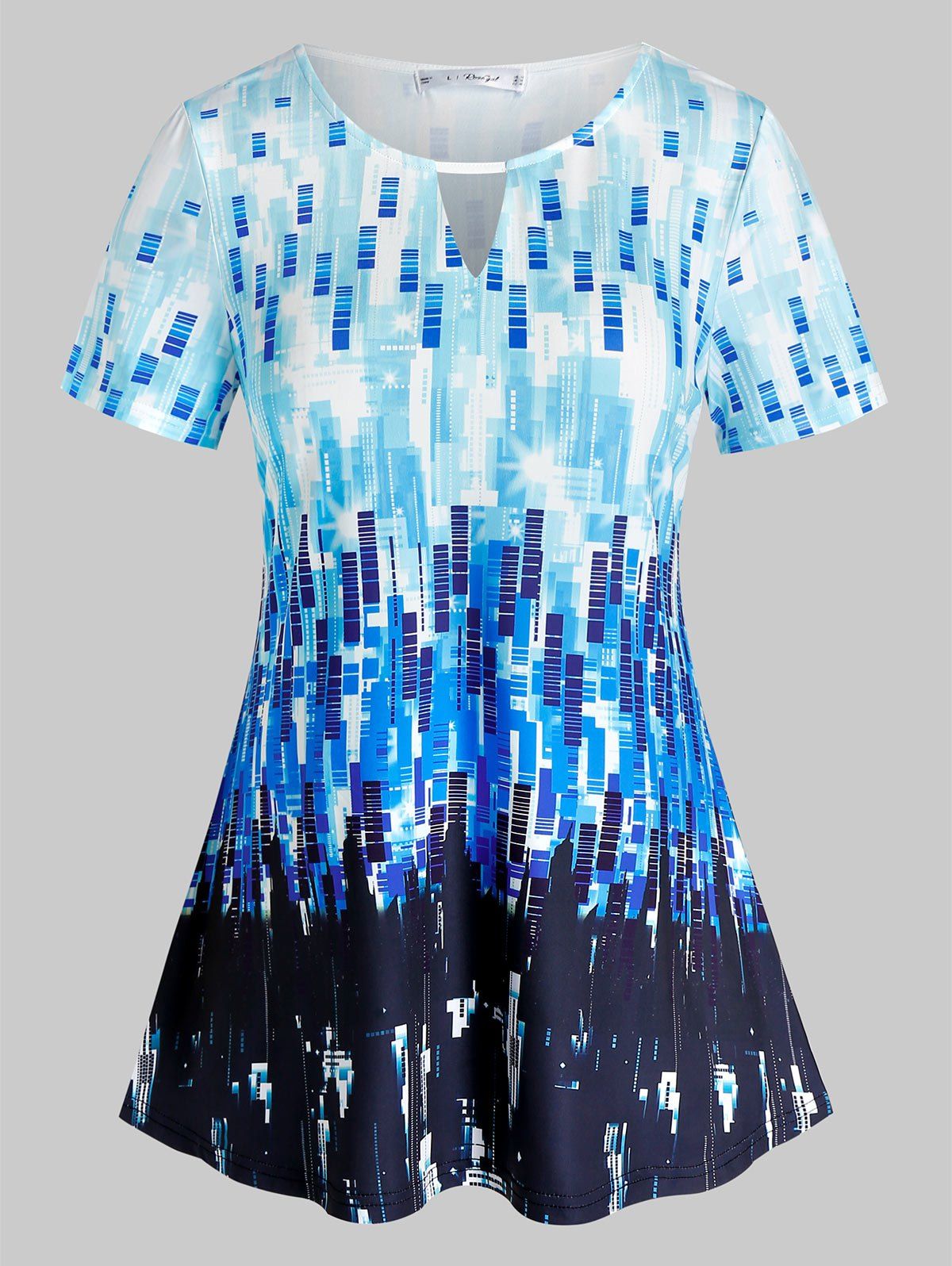 

Plus Size Tie Dye Keyhole Tee, Multi