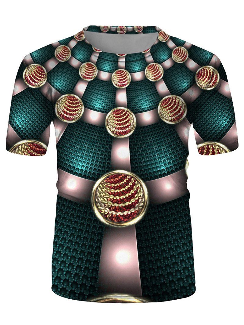 

Round Jewelry Print Casual Short Sleeve T Shirt, Multi