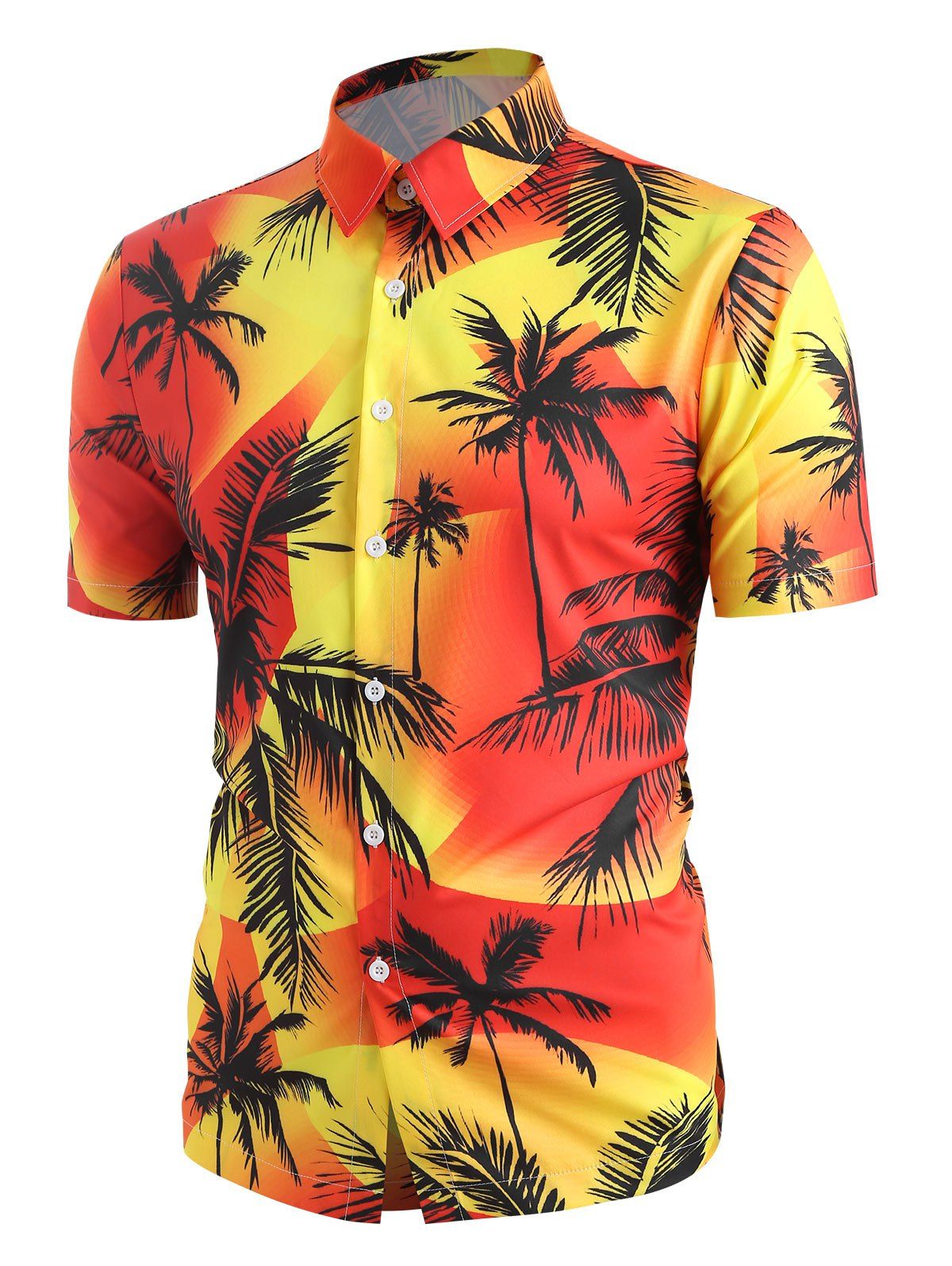 

Hawaii Palm Tree Print Beach Shirt, Multi-a