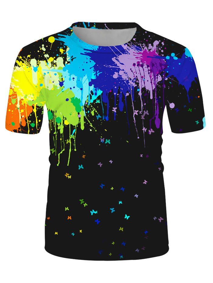 

Splatter Paint Butterfly Print Lounge Short Sleeve T Shirt, Multi