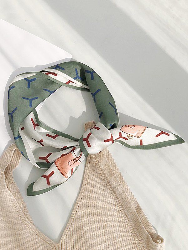 

Multi-functional Geometric Bags Pattern Sharp Ribbon Scarf, Hazel green