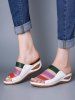 Color-blocking Hollow Out Low Heel Slides -  