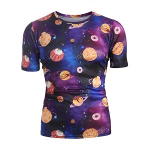 

Galaxy Dessert Graphic Print Casual T-shirt, Purple iris