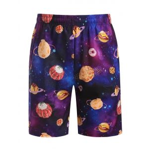 

Galaxy Dessert Print Beach Shorts, Purple iris