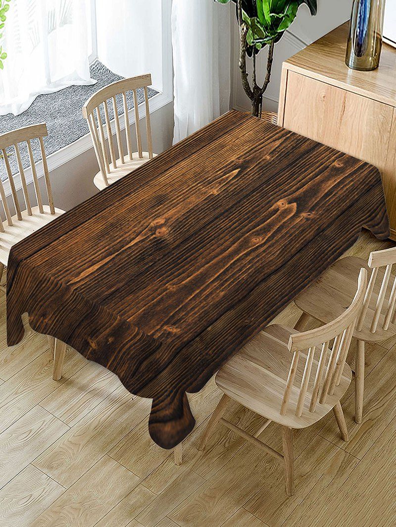 

Wooden Board Print Fabric Tablecloth, Coffee