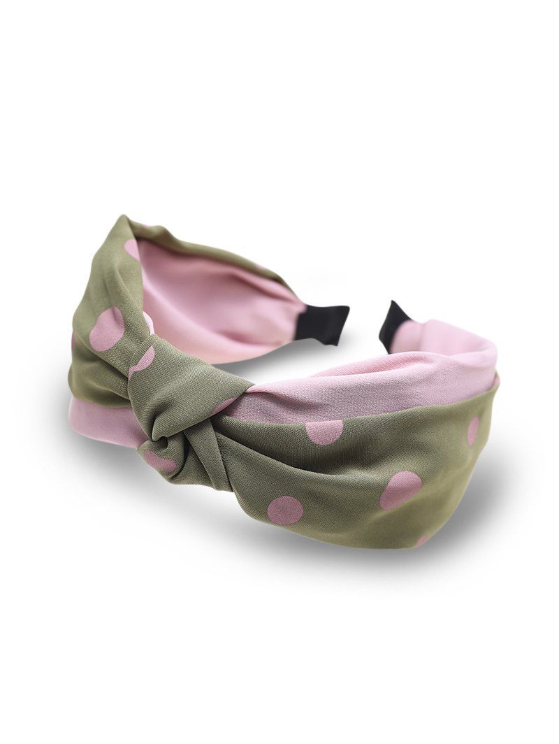 

Dots Printed Knot Wide Hairband, Camouflage green