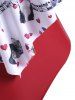 Plus Size Crisscross Cat Musical Notes Print Tankini Swimwear -  