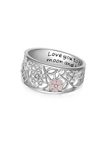 

Letter Floral Design Alloy Ring, Silver