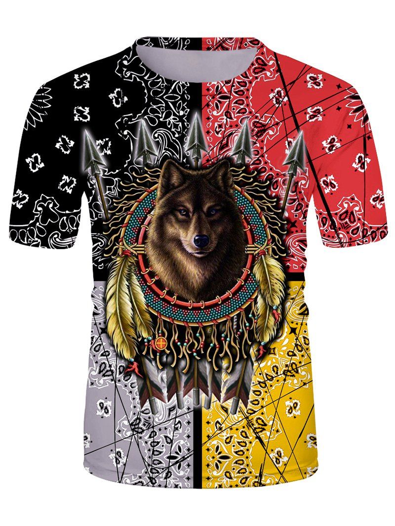 

Indian Wolf Print Lounge Short Sleeve T Shirt, Multi