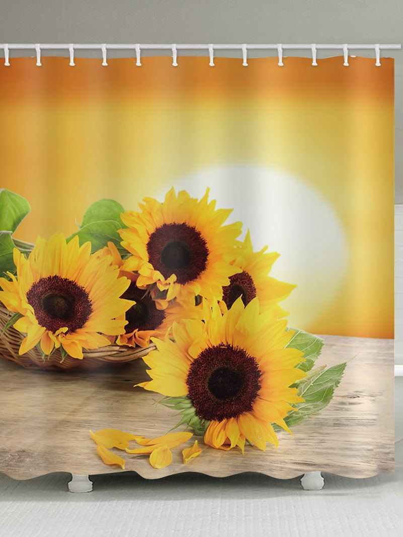 

Sunflower Print Decorative Shower Curtain, Bee yellow