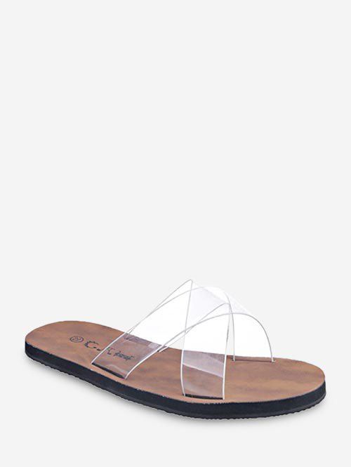 

Beach Criss Cross Transparent Slides Sandals, White