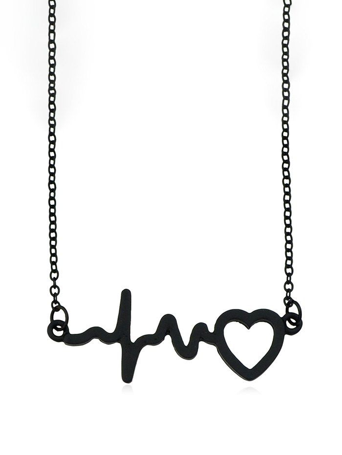 

Love Wave Line Pendant Necklace, Black