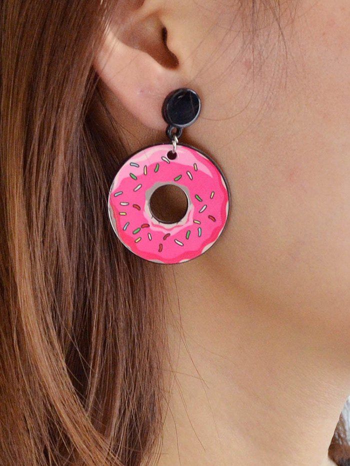 

Cartoon Doughnut Drop Earrings, Rose red