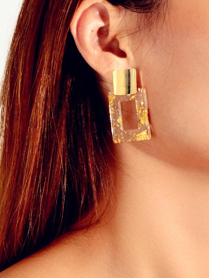 

Transparent Gold Paper Embellish Square Earrings