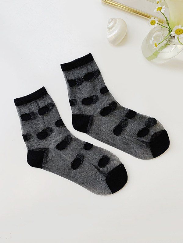 

Transparent Dot Pattern Ankle Socks, Black