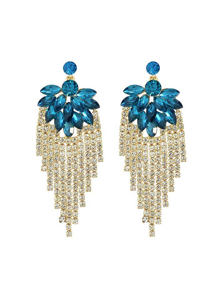 

Faux Gemstone Tassel Design Earrings, Multi-a