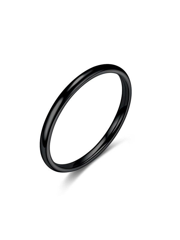 

Smooth Titanium Steel Couple Ring, Black