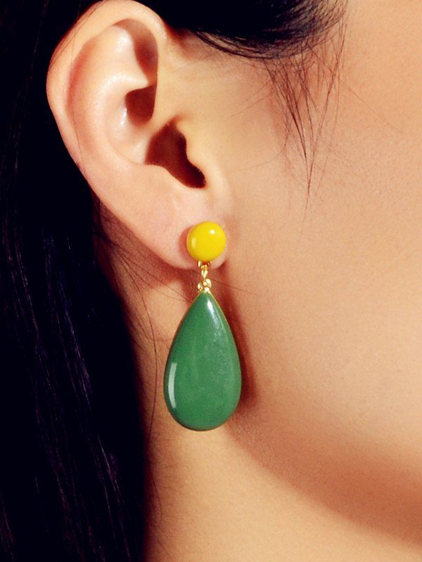 

Colorblock Water Drop Earrings, Deep green