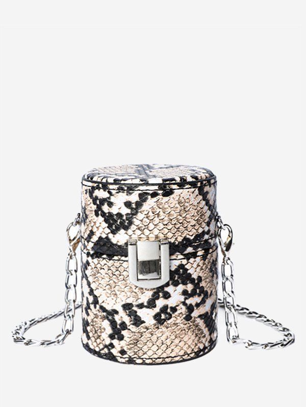 

Chic Snakeskin Pattern Crossbody Bag, Apricot