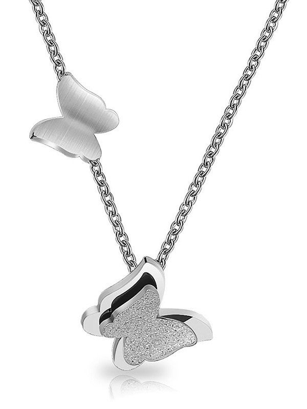 

Butterfly Shape Pendant Necklace, Silver