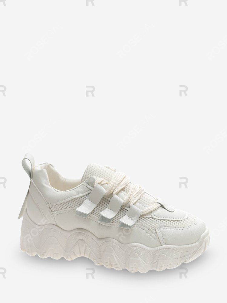 

Mesh Patchwork Sports Lace-up Sneakers, Beige
