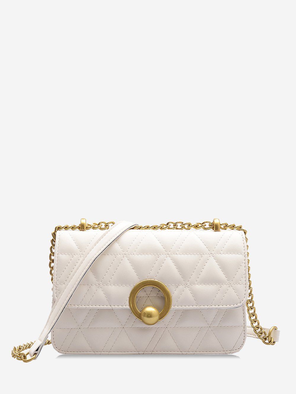 

Retro Stitching Design Crossbody Bag, White