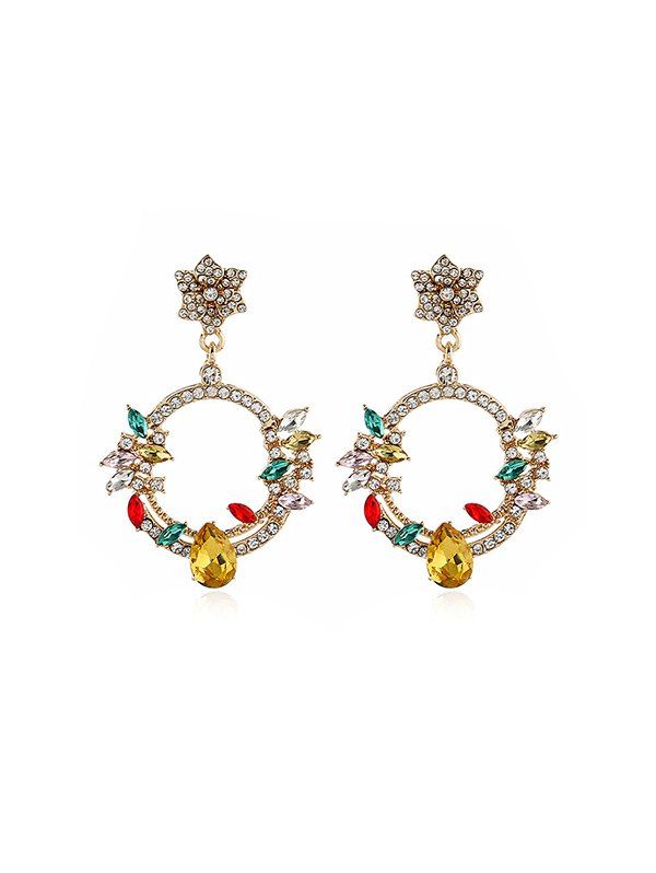 

Faux Gemstone Rhinestone Earrings, Multi