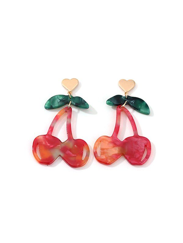 

Heart Cherry Shape Acrylic Drop Earrings, Chestnut red