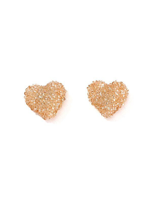 

Rhinestone Embellish Heart Shape Stud Earrings, Champagne