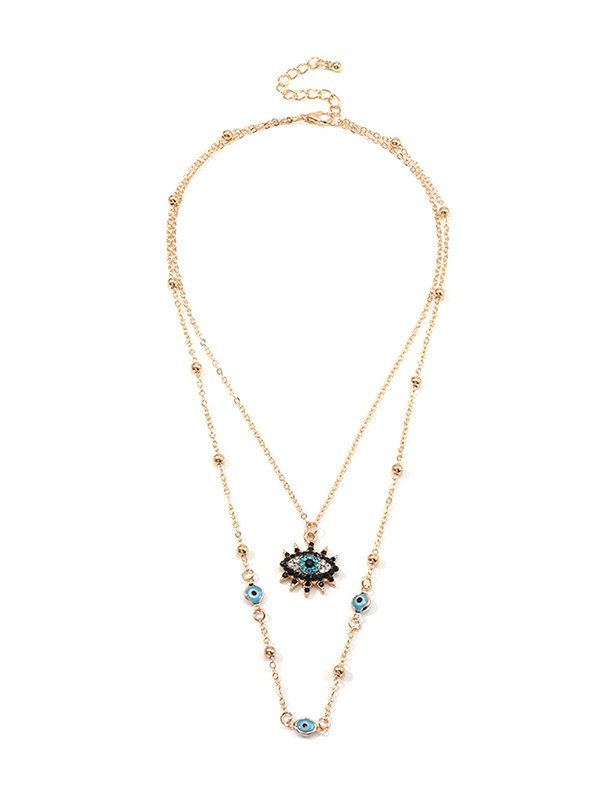 

Rhinestone Eye Pattern Layered Necklace, Gold