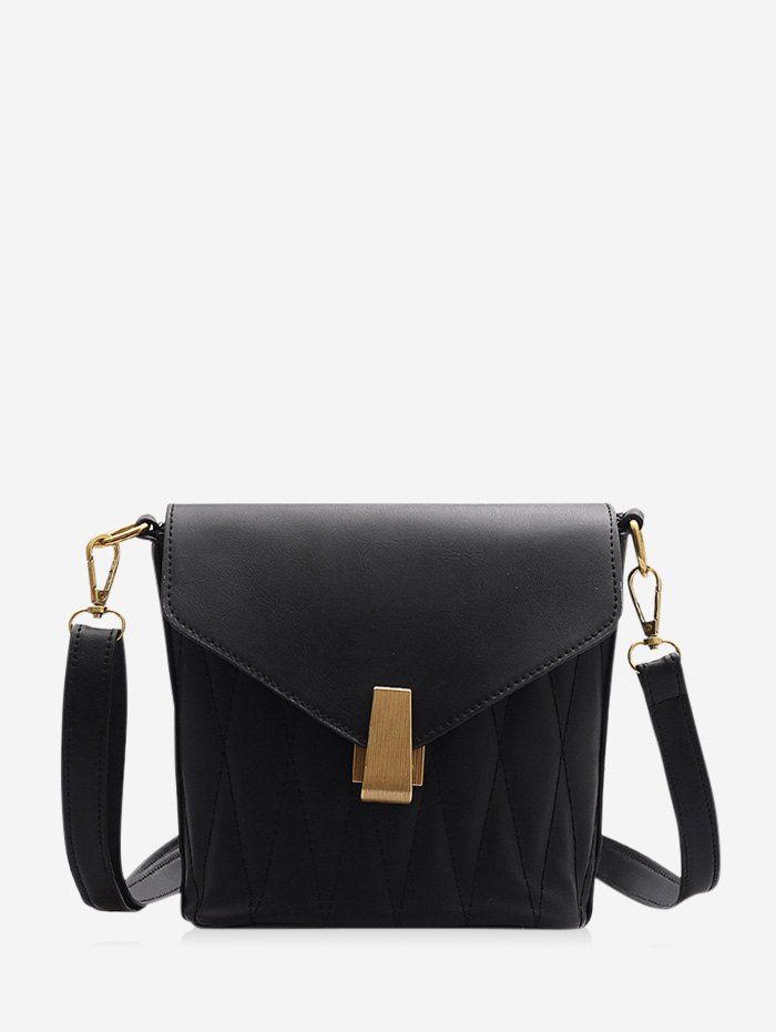 

Retro Solid Color Design Crossbody Bag, Black