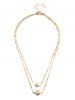 Double Layer Faux Pearl Chain Necklace -  